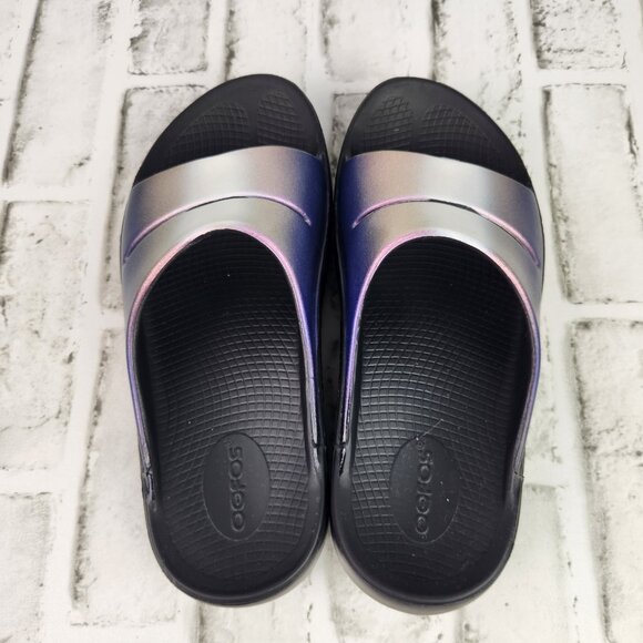 OOFOS OOahh Luxe Slide Women's US 8 EU 39 Metallic Pink Purple Comfort Sandals - Picture 6 of 10